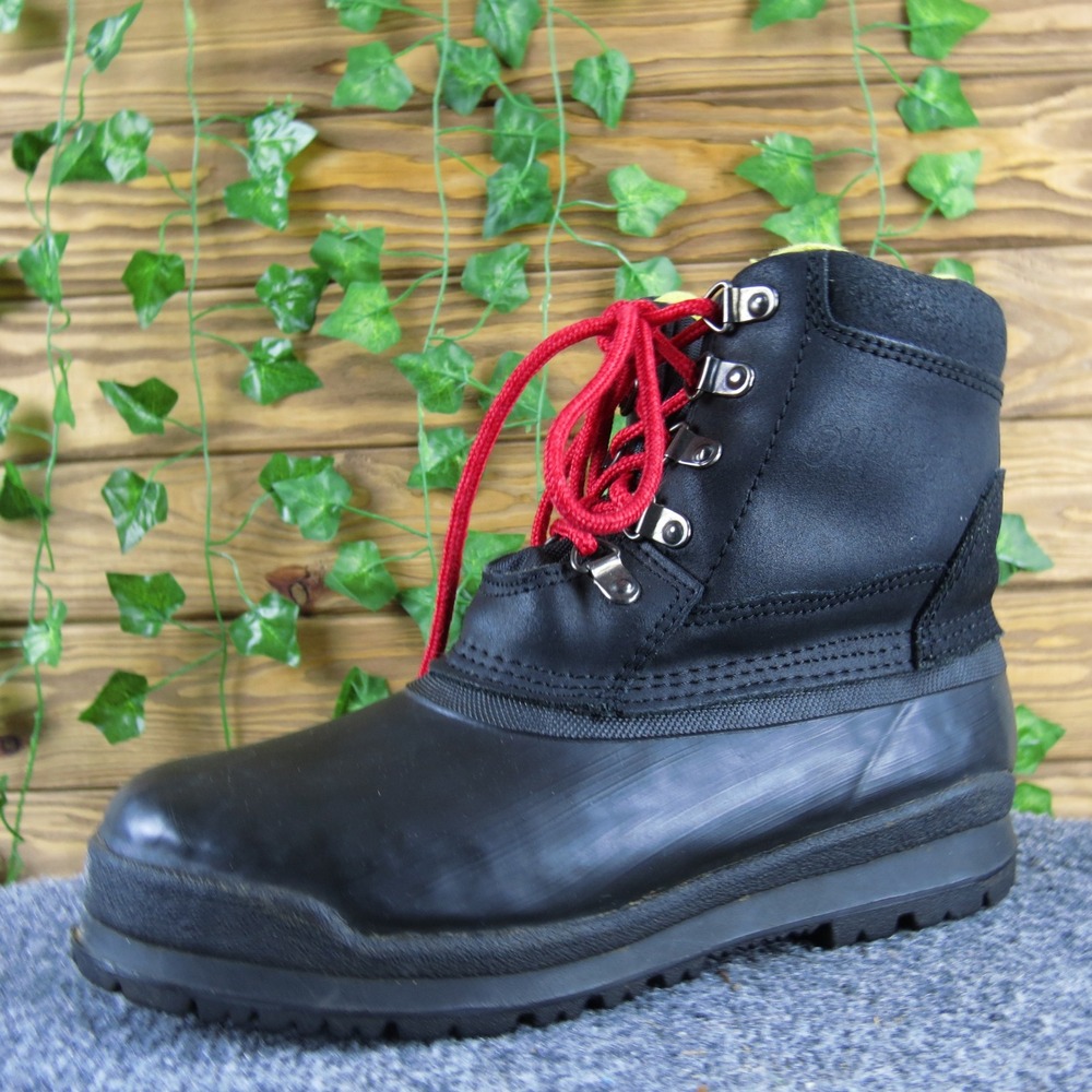 Old Navy Vintage Women's Black Snow Boot Size 8 Thinsulate Leather Rubber Winter